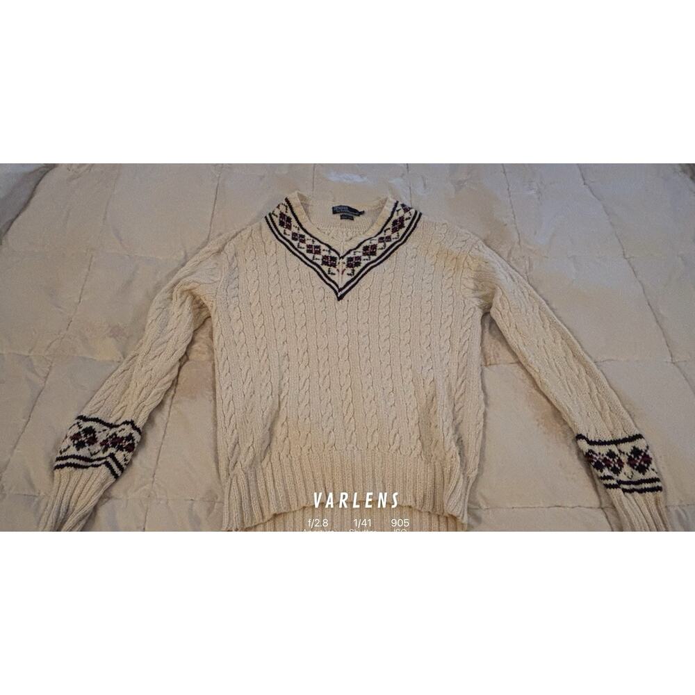 Vintage Men’s XL Polo Ralph Lauren V Neck Argyle Sweater